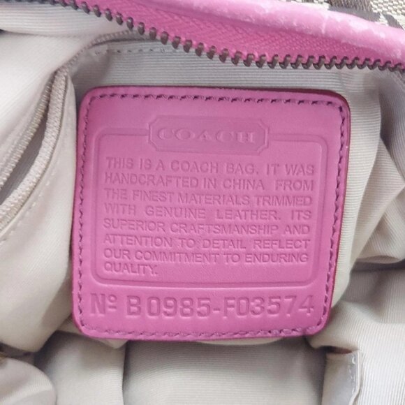 Auth COACH Signature Soft Duffle F03574 Khaki Pink Jacquard Leathe - Picture 8 of 13